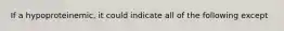 If a hypoproteinemic, it could indicate all of the following except