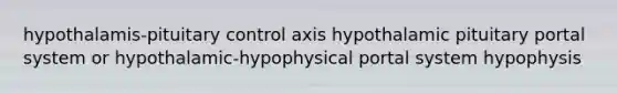 hypothalamis-pituitary control axis hypothalamic pituitary portal system or hypothalamic-hypophysical portal system hypophysis