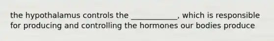 the hypothalamus controls the ____________, which is responsible for producing and controlling the hormones our bodies produce