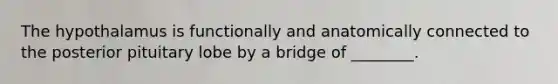 The hypothalamus is functionally and anatomically connected to the posterior pituitary lobe by a bridge of ________.