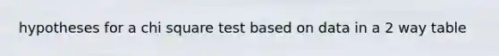 hypotheses for a chi square test based on data in a 2 way table
