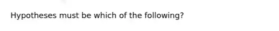 Hypotheses must be which of the following?