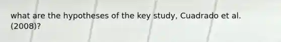 what are the hypotheses of the key study, Cuadrado et al. (2008)?