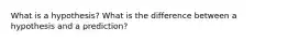 What is a hypothesis? What is the difference between a hypothesis and a prediction?