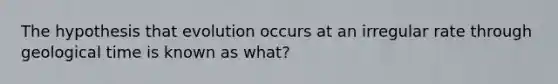 The hypothesis that evolution occurs at an irregular rate through geological time is known as what?