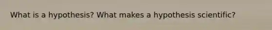What is a hypothesis? What makes a hypothesis scientific?