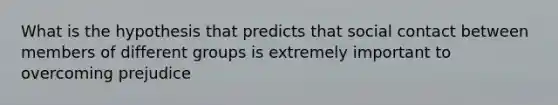 What is the hypothesis that predicts that social contact between members of different groups is extremely important to overcoming prejudice