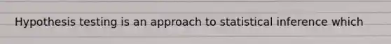 Hypothesis testing is an approach to statistical inference which
