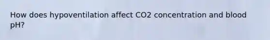 How does hypoventilation affect CO2 concentration and blood pH?