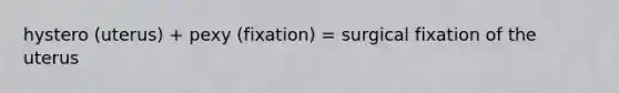 hystero (uterus) + pexy (fixation) = surgical fixation of the uterus