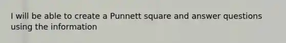 I will be able to create a Punnett square and answer questions using the information