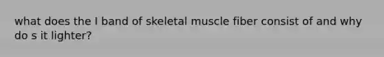 what does the I band of skeletal muscle fiber consist of and why do s it lighter?