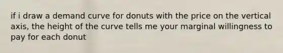 if i draw a demand curve for donuts with the price on the vertical axis, the height of the curve tells me your marginal willingness to pay for each donut