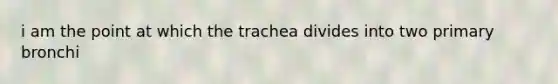 i am the point at which the trachea divides into two primary bronchi