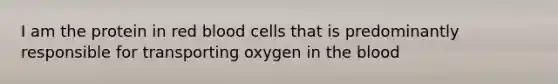 I am the protein in red blood cells that is predominantly responsible for transporting oxygen in the blood