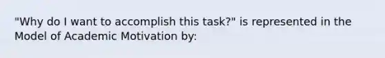 "Why do I want to accomplish this task?" is represented in the Model of Academic Motivation by: