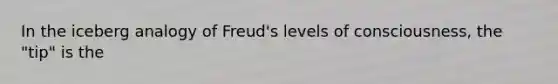 In the iceberg analogy of Freud's levels of consciousness, the "tip" is the