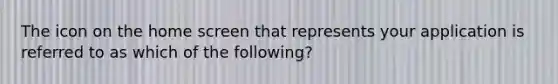 The icon on the home screen that represents your application is referred to as which of the following?