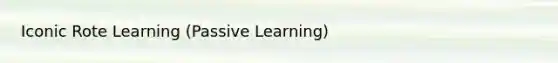 Iconic Rote Learning (Passive Learning)