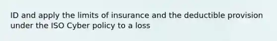 ID and apply the limits of insurance and the deductible provision under the ISO Cyber policy to a loss