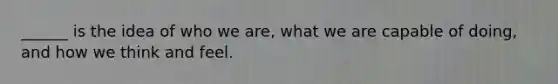 ______ is the idea of who we are, what we are capable of doing, and how we think and feel.