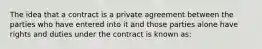 The idea that a contract is a private agreement between the parties who have entered into it and those parties alone have rights and duties under the contract is known as: