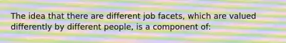 The idea that there are different job facets, which are valued differently by different people, is a component of: