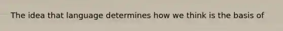 The idea that language determines how we think is the basis of