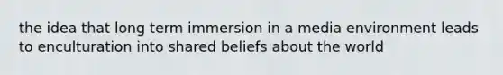 the idea that long term immersion in a media environment leads to enculturation into shared beliefs about the world