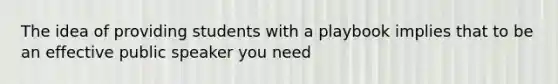 The idea of providing students with a playbook implies that to be an effective public speaker you need