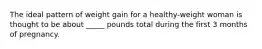 The ideal pattern of weight gain for a healthy-weight woman is thought to be about _____ pounds total during the first 3 months of pregnancy.