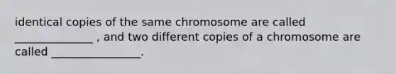 identical copies of the same chromosome are called ______________ , and two different copies of a chromosome are called ________________.