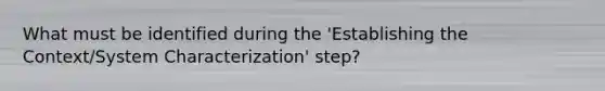 What must be identified during the 'Establishing the Context/System Characterization' step?