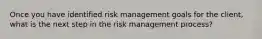 Once you have identified risk management goals for the client, what is the next step in the risk management process?