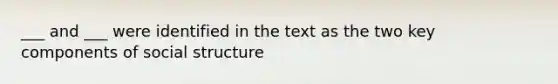 ___ and ___ were identified in the text as the two key components of social structure