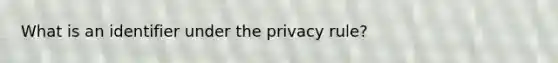 What is an identifier under the privacy rule?