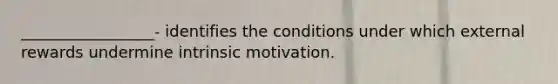 _________________- identifies the conditions under which external rewards undermine intrinsic motivation.