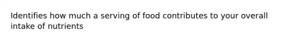 Identifies how much a serving of food contributes to your overall intake of nutrients