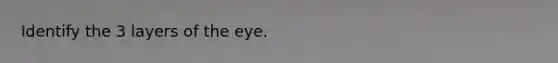 Identify the 3 layers of the eye.