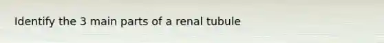 Identify the 3 main parts of a renal tubule