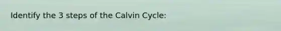 Identify the 3 steps of the Calvin Cycle: