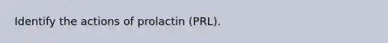 Identify the actions of prolactin (PRL).