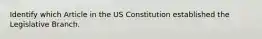 Identify which Article in the US Constitution established the Legislative Branch.