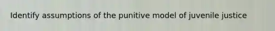 Identify assumptions of the punitive model of juvenile justice