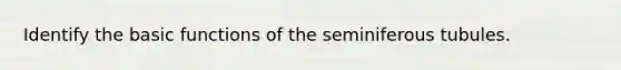 Identify the basic functions of the seminiferous tubules.