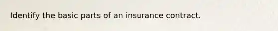 Identify the basic parts of an insurance contract.