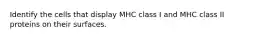 Identify the cells that display MHC class I and MHC class II proteins on their surfaces.