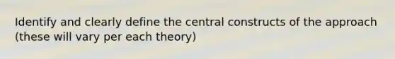 Identify and clearly define the central constructs of the approach (these will vary per each theory)