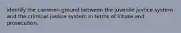 identify the common ground between the juvenile justice system and the criminal justice system in terms of intake and prosecution.