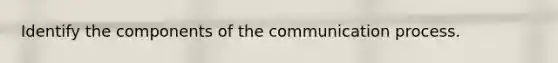 Identify the components of the communication process.